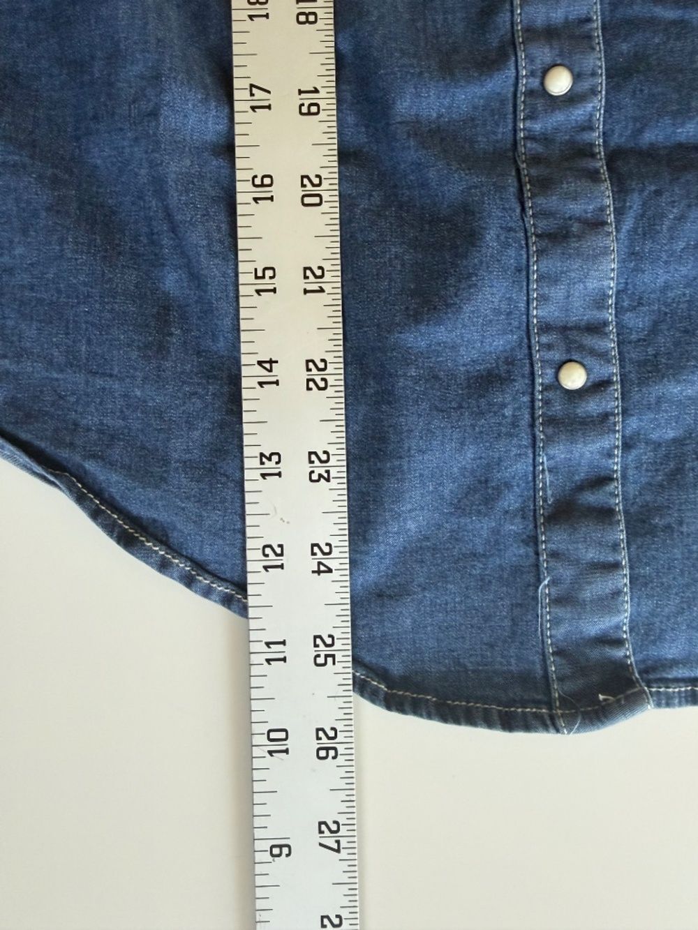 Calvin Klein Jeans Womens S Denim Pearl Snap Western Shirt Stretch Cowgirl - Picture 8 of 9